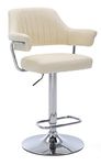 HNNHOME Modern Emper Padded Swivel Faux Leather Breakfast Kitchen Bar Stool Pub Barstool (Cream)