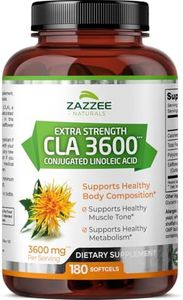 Zazzee High Potency CLA 3600, 180 Softgels, 3600 mg per Serving, Conjugated Linoleic Acid from Safflower Oil, Concentrated and Standardized, 60 Day Supply, Non-GMO and Made in The USA