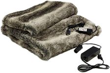 Faux Fur Cozy Heated Throw for Home and Auto (58" x 36") with Patented Safety Timer by Trillium Worldwide