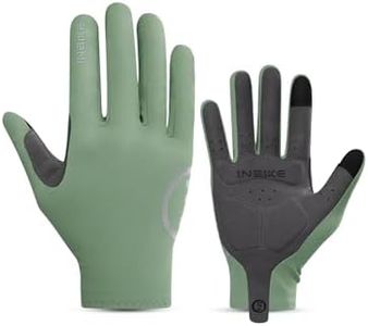 INBIKE Breathable Bike Gloves for Men Women, Full Finger Gel Pad Cycling Gloves, Touchscreen Mountain Biking Gloves, Reflective Bicycle Gloves, Anti-Slip Workout Gloves Green X-Large