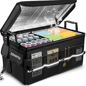 ZOVHYYA Organisateur de Coffre Voiture - [68L Grande Taille] - Boite de Rangement Voiture Étanche Portable Pliable Isolant avec 2 Poignées et Cordes de Fixation pour Stockages ou Camping Extérieur