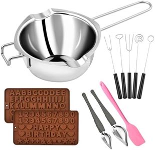 Worldity 11 Pieces Chocolate Dipping Tool, Stainless Steel Double Boiler Pot Set, Dipping Fork Spoon, Decorating Spoons, Candy Making Supplies for Making Chocolate Cake Candy Dessert