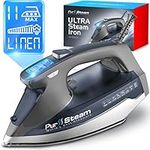 PurSteam Professional Grade 1800-Watt Steam Iron with Digital LCD Screen, 3-Way Auto-Off, Double-Layer Ceramic Soleplate, Axial Aligned Steam Holes, Self-Clean with 11 Preset Steam & Temp Settings