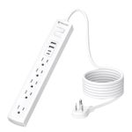 TROND 6ft Power Bars with Surge Protector, Flat Plug Extension Cord Indoor with 2 USB C, 5 Multi Outlets 4 USB Ports, 1440J Desk Power Strip, College Dorm Room Home Travel Essentials Office Supplies