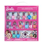 Barbie Peel-Off Quick Dry Nail Polish Activity Makeup Set for Girls, Ages 3+ includes 15 PK Nail Polish with Nail Gems Wheel and Nail File for Parties, Sleepovers and Makeovers, by Townley Girl