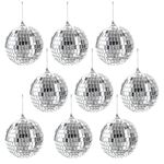 Suwimut 9 Pack Mirror Disco Ball, 4 Inch/10cm Small Reflective Mirror Ball Ornaments Silver Hanging Disco Ball for Party, Birthdays, Weddings, Home Decorations, Stage Props, Game Accessories