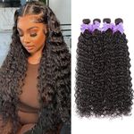 10A Water Wave Bundles Human Hair Brazilian Human Hair Bundles 18 20 22 24 Inch 100% Unprocessed 4 Bundles Deals Human Hair Weft Weave Bundles Human Hair Extension Natural Color