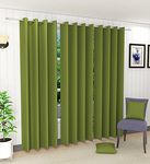 Decorvilla Blackout Faux Silk Superior 4 Piece Plain Solid Long Grommet Curtains Window Curtains, 6 Feet, Mehndi Green