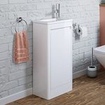 iBathUK Space Saving Gloss White Floor Standing Cloakroom Vanity Unit Right Hand Basin Sink Storage