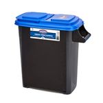 Kingsford Charcoal Storage Container - Charcoal Bin Holds Up to 22 LB Capacity, Stackable Black Bin, Heavy Duty Grip Handle, Blue Flip Lid, for Charcoal Pellets, Wood Pellets, Smoker Pellets