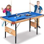 SereneLife Pool Table- Foldable & Portable Billiard Table- Very Sturdy, Includes Full Accessories- Pool Balls, Cue Sticks, Triangle, Brush, Chalk- 4.5 Ft.-Perfect for Kids & Adults for Home, Game Room