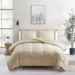 Sweet Home Collection Queen 3 Piece Sherpa Comforter Set - Plush Bedding Ensemble with Soft Sherpa Texture and Coordinated Shams for Supreme Bedroom Comfort, Queen, Beige