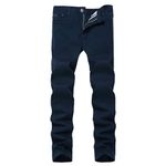 WULFUL Men's Slim Fit Skinny Stretch Comfy Denim Jeans Pants Navy Blue