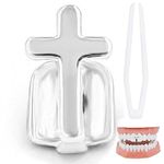 Fopytu Punk Cross Mouth Teeth Tooth Single Grill Cap for Teeth Mouth Halloween Party Cosplay Accessories Teeth Grills