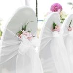 BIT.FLY 25 Pcs Organza Chair Sashes Banquet Party Decoration Chair Bows Ties Chair Cover Bands Event Supplies - White