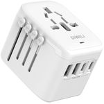 Universal International Power Travel Plug Adapter, 5 in 1 European Travel Plug Adapter W/ 3.5A 2xUSB-A and 2xUSB C Wall Charger and Worldwide AC Outlet for Europe USA UK AUS Asia(White)