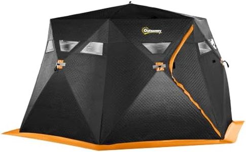 Outsunny 4 Person Insulated Pop-Up Ice Fishing Shelter, Black and Orange