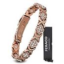 Feraco Pure Copper Bracelets for Women, Ultra Strength Magnetic Bracelet with 3800 Gauss Magnets & Sparkling Zirconia, Adjustable, Infinite Clover Jewelry