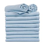 ZIMEL HOMES® 10 Pack White Muslin Square Cloths 100% Cotton Baby Cloths Nappy Inserts Bibs Feeding 70 cm x 70 cm (Blue)