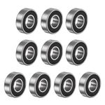 uxcell R6-2RS Deep Groove Ball Bearing, 10pcs 3/8" x 7/8" x 9/32" Chrome Steel Z2 Double Rubber Sealed Bearing