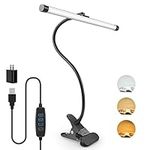 LED Desk Lamp with Clamp, BEIGAON Clip Light for Reading Light with USB Port, 5W Bedside Light for Reading with 3 Color Modes, Gooseneck Desk Light for Art Easel, Headboard, Studio-Black