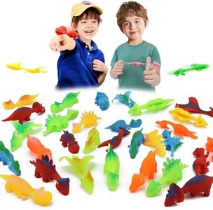 MIMIDOU 30 Pcs Finger Slingshot Dinosaurs Animal Toy, Funny Stretchable Flick Rubber Animals, a Variety of Different Color Simulation Animals Great for Various Festivals and Parties.