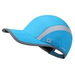 GADIEMKENSD Baseball Cap Running Cap Outdoor Sports Hat for Men Women Adjustable Fast Dry Reflective Foldable UPF SPF Breath Mesh Water Repellency Race Performance Lightweight Sky Blue