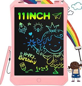 LCD Writing Tablet for Kids, 11" Magnetic Colorful Doodle Board Drawing Tablet with Lock key, Erasable Writing Tablet with Pen Slots, Educational Toys Gifts for 3-10 Year Old Girls Boys Toddlers（Pink）