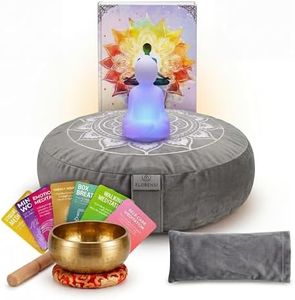 GAGAGIGO Meditation Cushion Set with Buckwheat Filling – Ergonomic Support for Comfortable Sitting, Includes Guided Breathing Light & Bonus Accessories for Home Practice