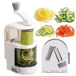 Badelite Vegetable Spiralizer 4-IN-1 Rotating Blade Veggie Spiralizer Zucchini Noodle Maker with Strong Suction Cup Spiral Vegetable Cutter Slicer - White