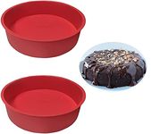 2pcs 8 Inch Silicone Cake Pan for Baking, Round Cake molds Silicone Baking Pan Non-Stick Quick Release Suitable for Cheesecake Chocolate Cake Brownie Cake Puddings