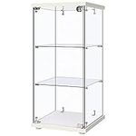 VIVOHOME 3 Layers 16''W x 16''D x 34''H Display Cabinet Showcase Countertop with Lock, 4mm Tempered Glass 25mm MDF Base