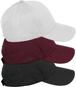 Daxton Air Cool Tech Hat Ventilated Micro Holes Structured High Profile Baseball Cap 3 Pack - Black,Burgundy,White