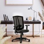 HOF® F510 Ergonomic Executive Mid Back Revolving Home and Office Desk Chair with Adjustable Height, Lumbar Support, Rolling Swivel, Armrest and Soft Cushion for Men and Women - Black