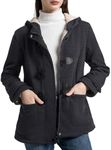 Flygo Women Sherpa Lined Hoodie Jacket Toggle Duffle Coat Warm Hooded Fleece Jackets Fall Winter Coats(Darkgrey-M)