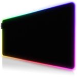 CSL - XXXL RGB Gaming Mouse Mat - LED Desk Pad - 900x400 mm Oversize - XXL Mouse Pad - LED Multi colour - 11 lighting modes - 7 LED colours plus 4 effect modes - washable - Black