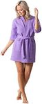 Lightweight Waffle Weave Bath, Spa & Bridesmaids Kimono Short Robes (Lavender, XXL)