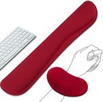 Kaetyu Keyboard Wrist Rest and Mouse Wrist Rest Set - Ergonomic Memory Foam Wrist Cushion - for Wrist Support on Computer, Laptop, Office, Playing Games, Typing Relieves Wrist Pain Red