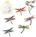 6 Pcs Dragonfly Themed Enamel Cryst