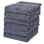 IBIMZA Hand Towel - Soft & Super Absorbent Grey Hand Towels for bathroom, Ring Spun Quick Dry Egyptian Cotton Hand Towel Set of 6 Bathroom Hand Towels Grey - (40 x 70 cm)