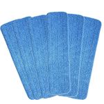 HOMEE Microfiber Mop Replacement, 6 Pack 18''x 6'' Reusable Mop Heads Replacements, Compatible with Bona Floor Care System Wet/Dry Home & Commercial, Cleaning Scrubbing Floor Mop Pad - Blue