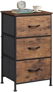 WLIVE Dresser with 3 Drawers, Fabric Nightstand, Organizer Storage Dresser for Bedroom, Hallway, Entryway, Closets, Sturdy Steel Frame, Wood Top, Easy Pull Handle, Rustic Brown Wood Grain Print
