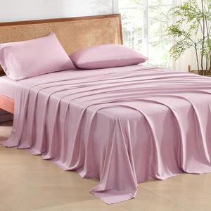 Mush 100% Bamboo King Size Bedsheet with 2 Pillow Covers | 100x108 in | 300 TC Bedsheet for Double Bed King Size | Ultra Soft, Natural Breathable & Cooling Double Bed Luxury Sheets | Lavender