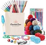 Crochet Kits for Beginners Adults - Beginners Crochet Kit for Adults & Kids - 73 Pcs Crochet Set - Knitting Starter Kit Includes Ergonomic Crochet Hooks Sets, Yarn, Crochet Bag & More