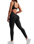 YEOREO Sleeveless Jumpsuits for Women Sexy Backless Gym Bodycon Lizvette V Back Scrunch Butt Rompers Black S