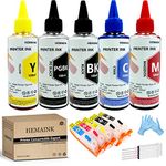 HEMAINK Refillable Ink Cartridges and 5 Bottles Ink Compatible with PGI-580XXL CLI-581XXL,for Pixma TS6150 TS6151 TS6250 TS6251 TS6350 TS6351 TS705 TR7550 TR8550 TS9150 TS9155 TS9550 Printer