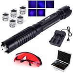 DOJBN Blue Purple Flashlight, Long Range High Power Burning Adjustable Focus Flashlight with Star Cap Handheld Light, for Hiking Indoor Outdoor Camping Travel