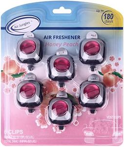 Air Jungles Honey Peach Scent Car Air Freshener Clip, 6 Car Freshener Vent Clips, 4ml Each, Long Lasting Air Freshener for Car, Up to 180 Days Car Refresher Odor Eliminator