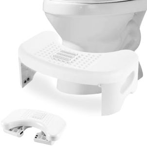 Foldable Toilet Stool Squat Adult,18cm Ergonomic Potty Stool with Massage Sticker, Bathroom Non-Slip Toilet Assistance Step Stool for Adults (White)