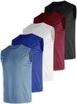 Men's 5 Pack Dry Fit Quick Dry Tech Performance Sleeveless T Shirts Mesh Workout Gym Muscle Running Tank Tops, Light Blue/Blue/Red/White/Black, 5X-Large